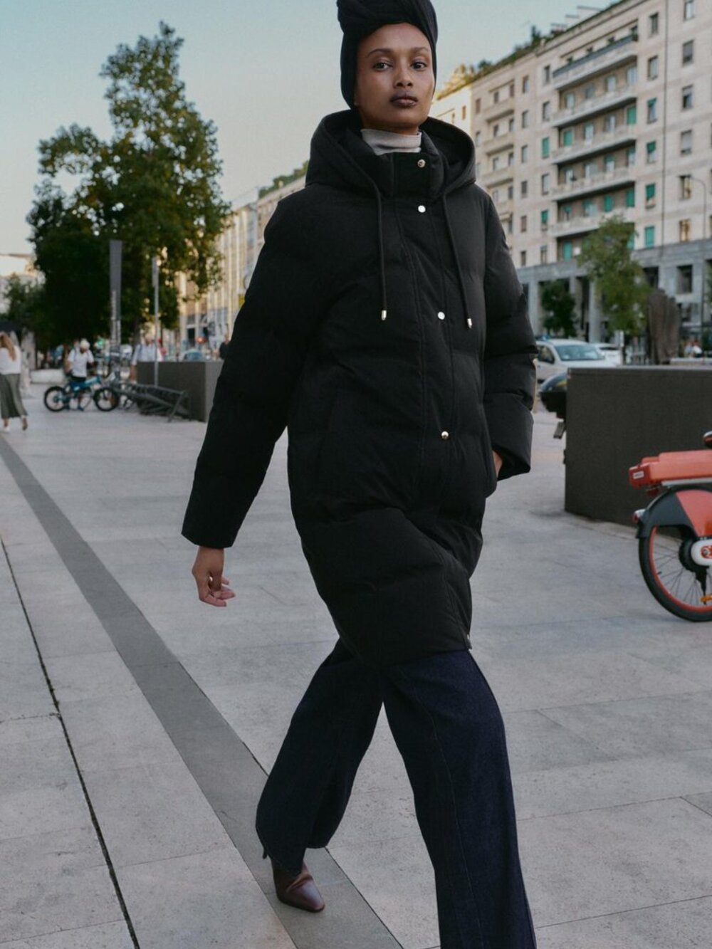 ZARA Black Rubberized Puffer Anorak XXL Windproof Thermal Hooded Coat Winter
